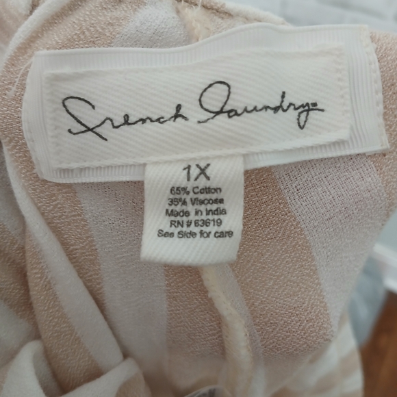 French Laundry Striped Button Side Linen Beach Pants Size 1x - Picture 3 of 3